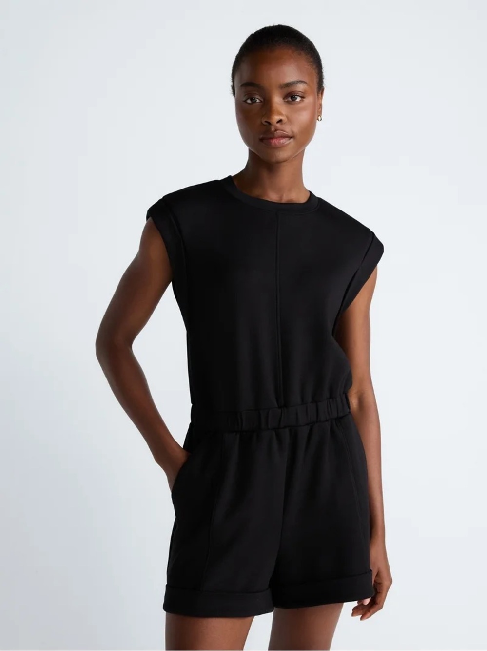 Scoop Women's Scubaknit Crewneck Romper NWT